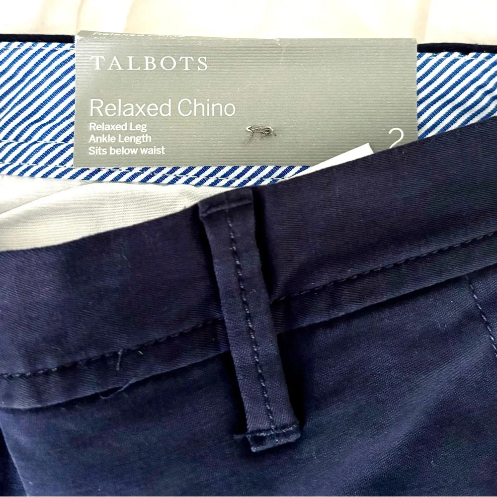 NWT- Talbots Navy Relaxed Chinos - Picture 6 of 6